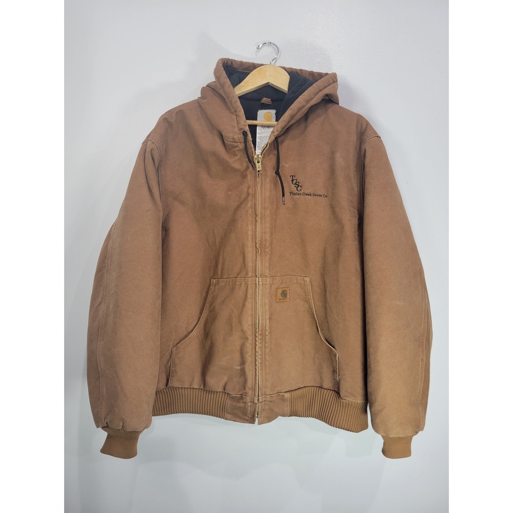 Carhartt J130 BRN Brown‎ Duck Canvas Quilted Flannel Lined Active Jacket Mens XL